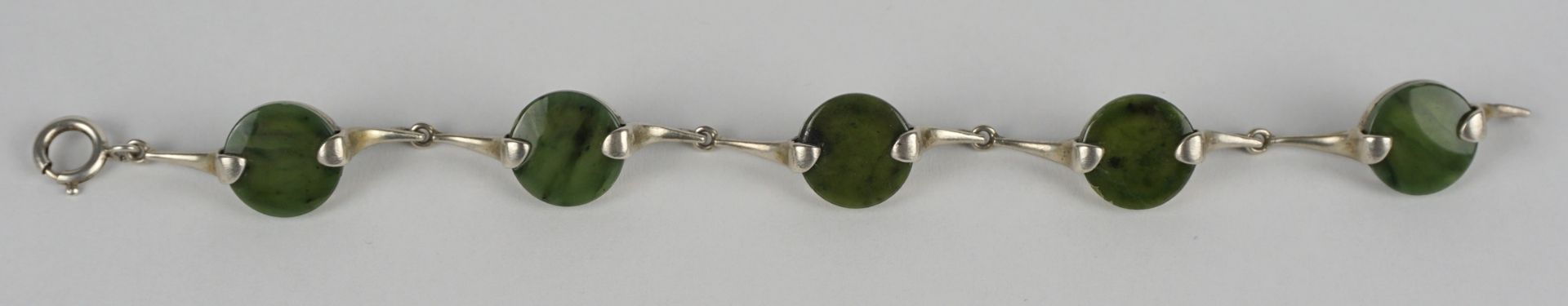 Armband mit Jade / Nephrit, Silber gepr., Gew.14,61g - Bild 2 aus 3