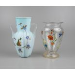 2 Vasen mit floraler Emaillemalerei, um 1900/1920