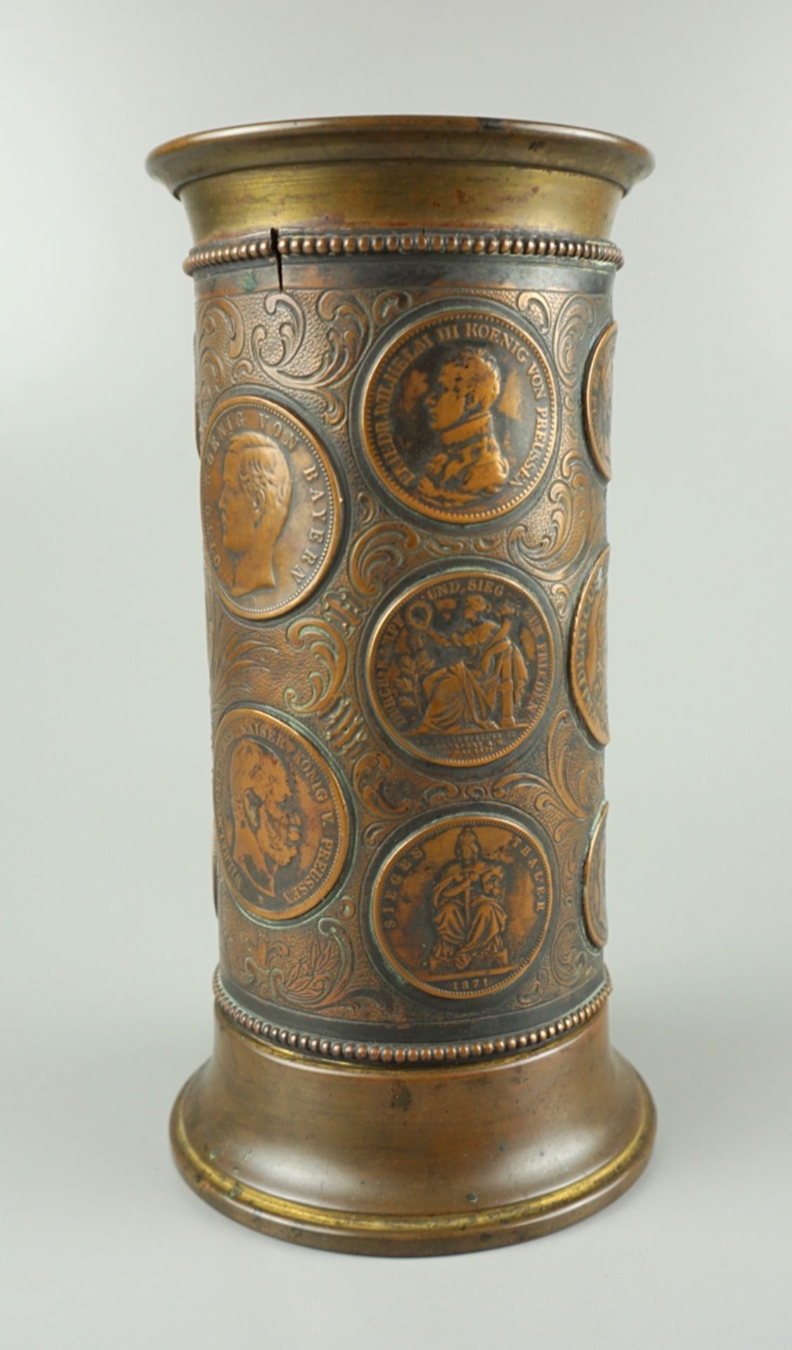 Vase mit Münzprägungen Preussen, Anfang 20.Jh. - Bild 2 aus 5