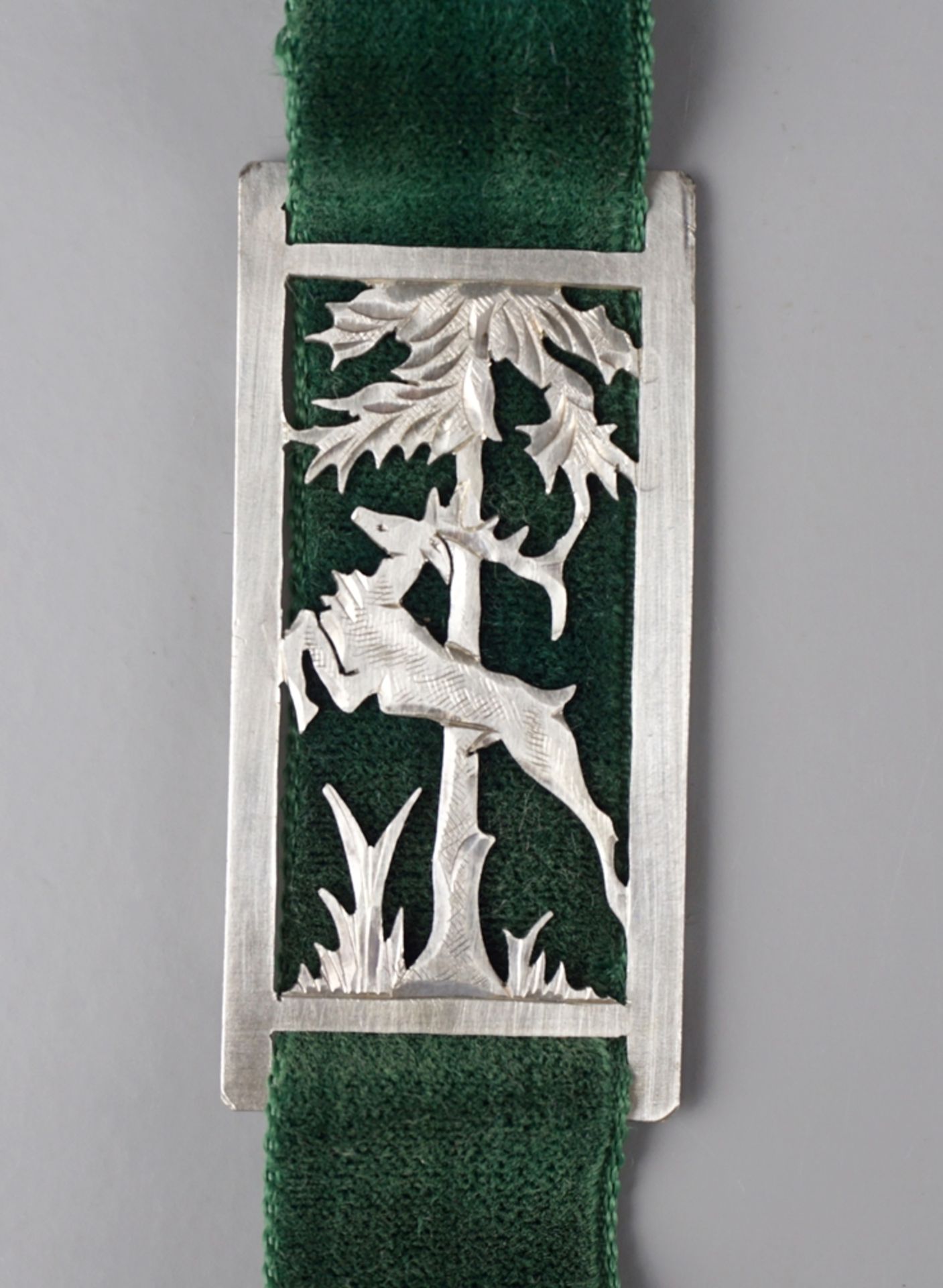 Lesezeichen mit springem Hirsch, Gustav Kropp, Magdeburg, 800er Silber