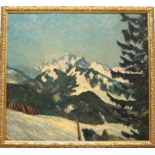 Jos. Eibl, "Alpine Schneelandschaft", 1920/30er Jahre, Öl/Holz