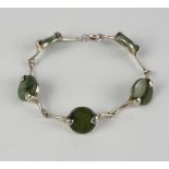 Armband mit Jade / Nephrit, Silber gepr., Gew.14,61g