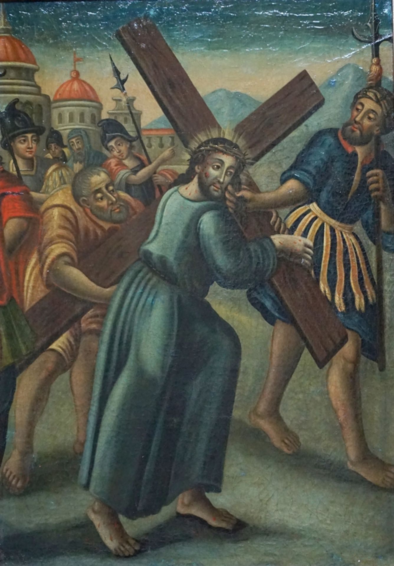 Anonyme/r Künstler/in, "Die Kreuztragung Christi", 1. Hälfte 18. Jh., Öl/Leinwand - Bild 2 aus 3