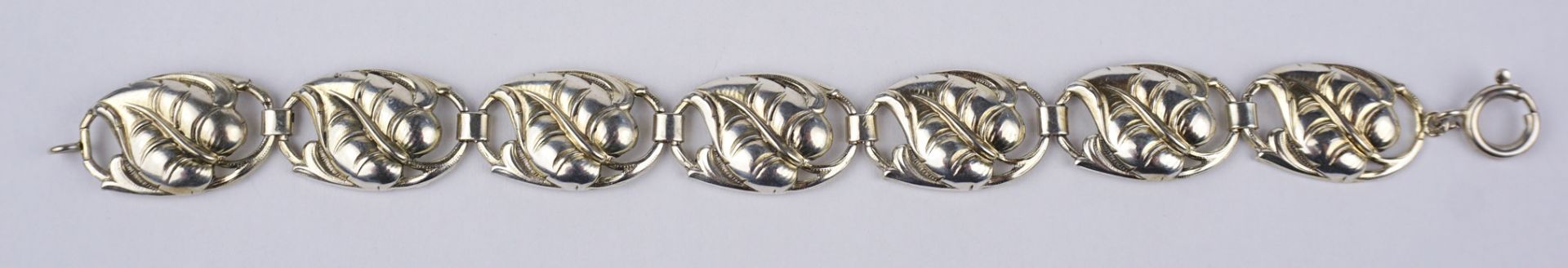 Durchbrucharmband mit Blättern, 800er Silber, Gew.17,87g