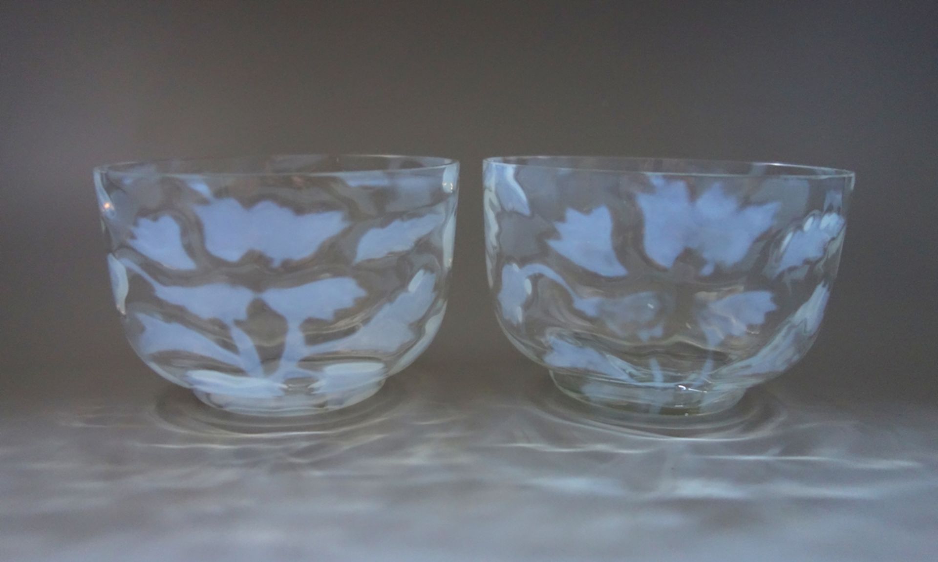 Pair of bowls, attr. Ercole Barovier (1889 - 1974), Opalino a fiamma, Italy, ca. 1957