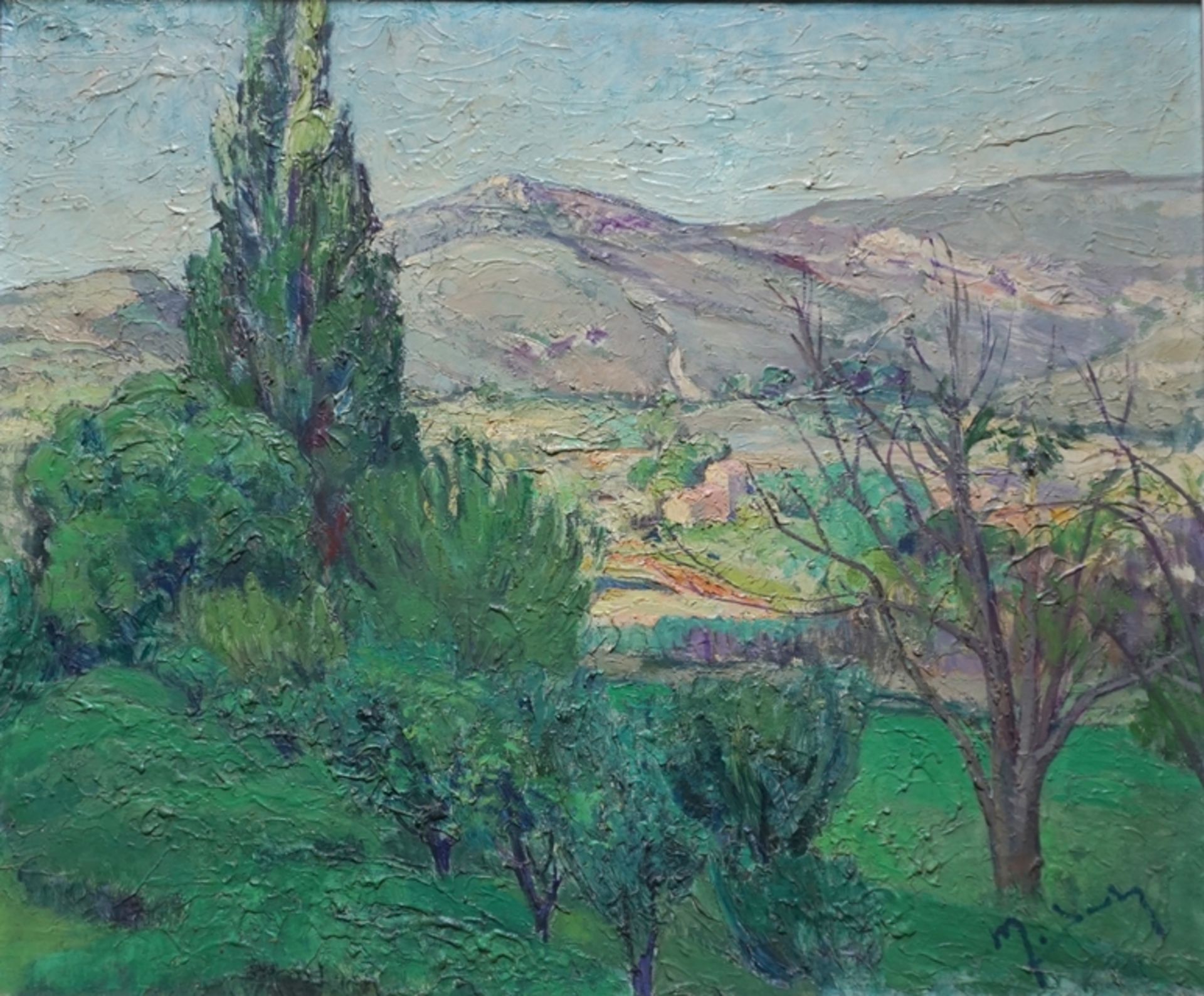 undeutlich signiert, "Montagne Sainte Victoire", 1. Hälfte 20. Jh., Öl/Leinwand - Image 2 of 4