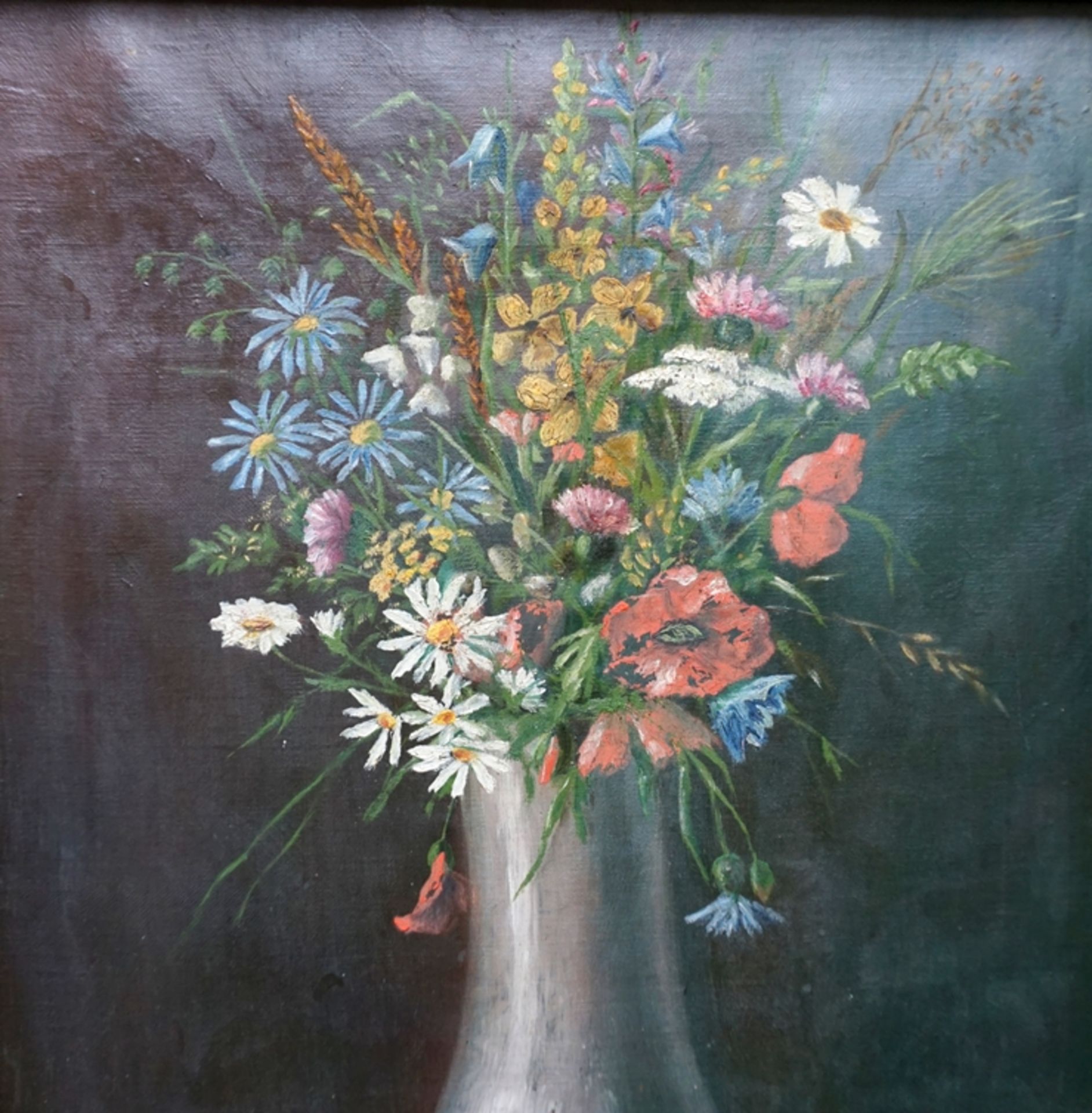 signiert "Dannemann", "Stillleben mit Wiesenblumen", 1920, Öl/Leinwand - Bild 2 aus 3