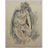 Paul Kuhfuss (1883, Berlin - 1960, ebd.), "Frau im Bikini", 1952, Kohle/Rötel/Papier