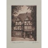 Carl Fleege (1871-1930), "Klopstockhaus (Quedlinburg)", Radierung