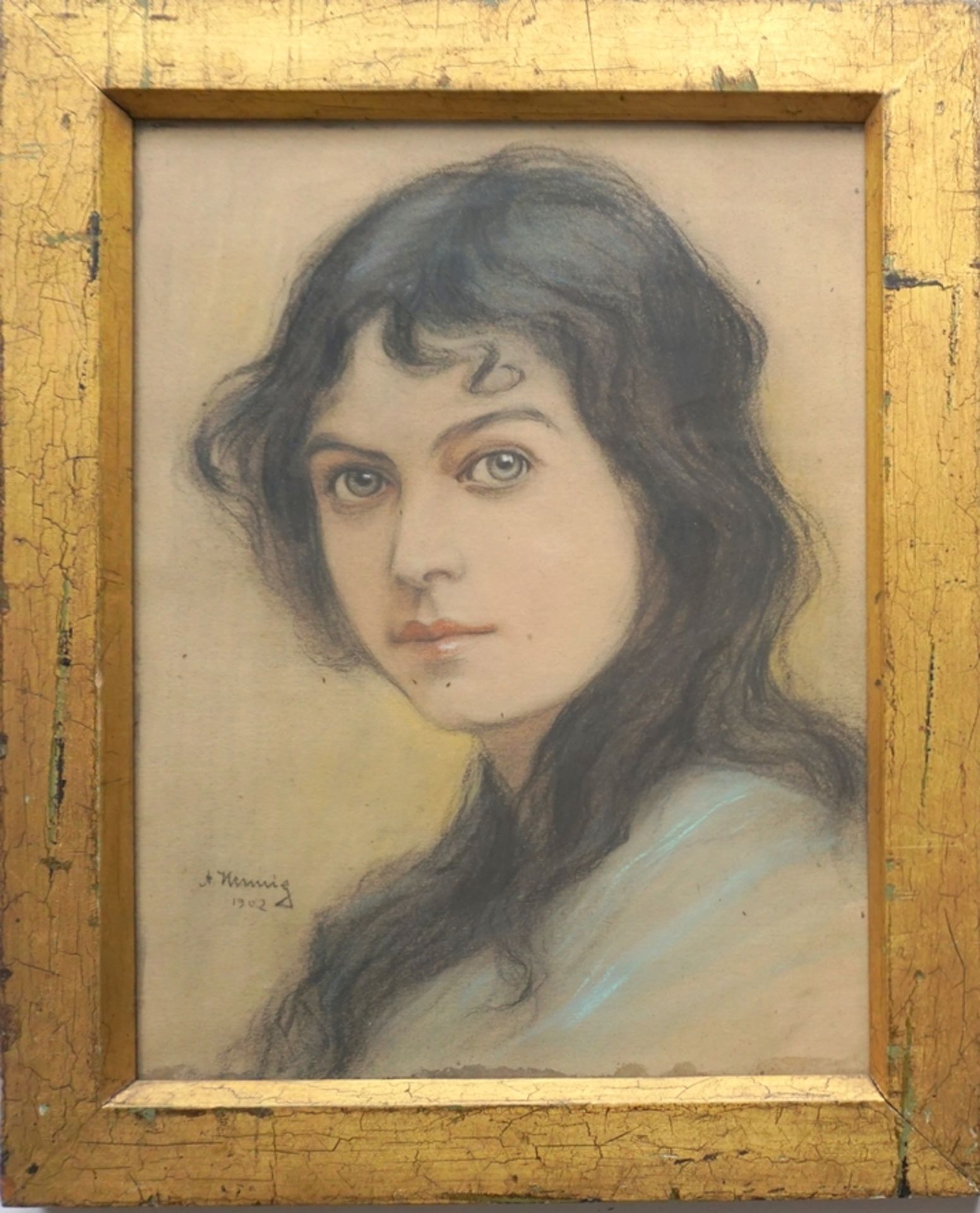 Arthur Hennig (1880, Dresden - 1959), "Mädchenportrait", 1902, Pastellkreide/Papier