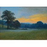 Eduard Hartung (1886, Spengawsken/POL - 1939, Jena), "Landschaft im Morgennebel", Öl/Platte