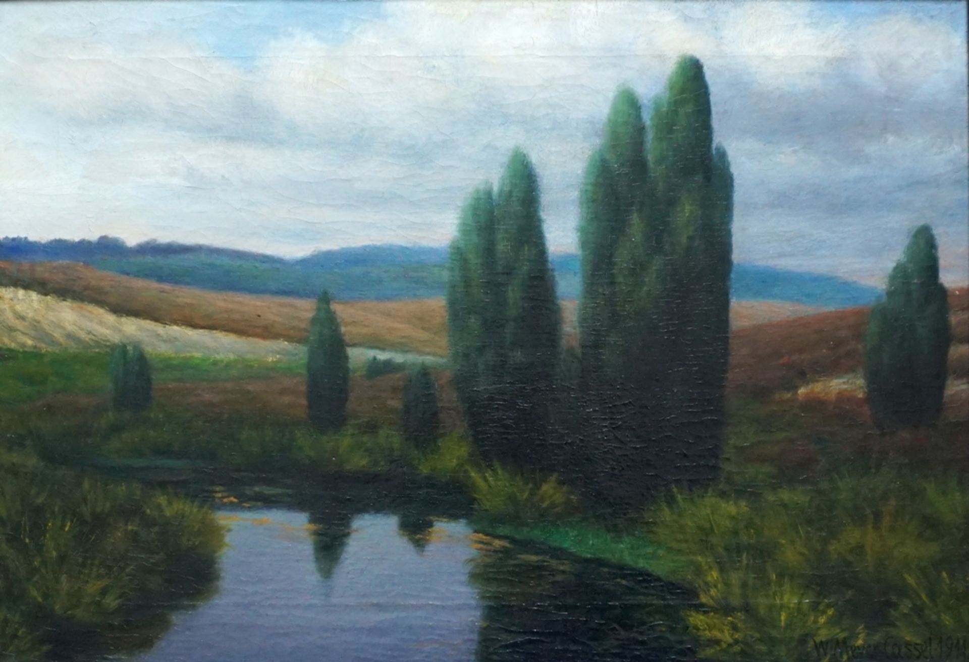 W. Meyer-Cassel, "Landschaft mit Flusslauf", 1911, Öl/Leinwand