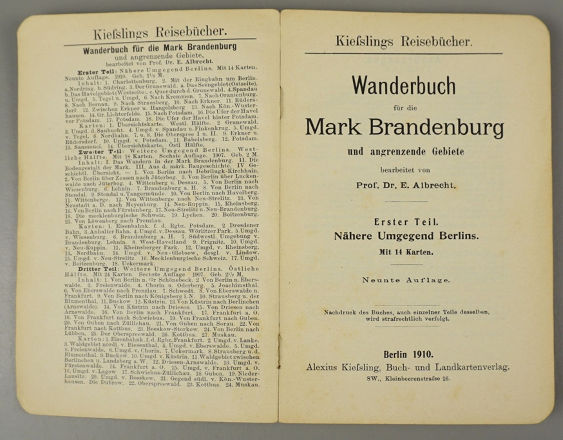 Wanderbuch für die Mark Brandenburg, 1.Teil: Nähere Umgebung Berlins, 1910  - Bild 2 aus 2