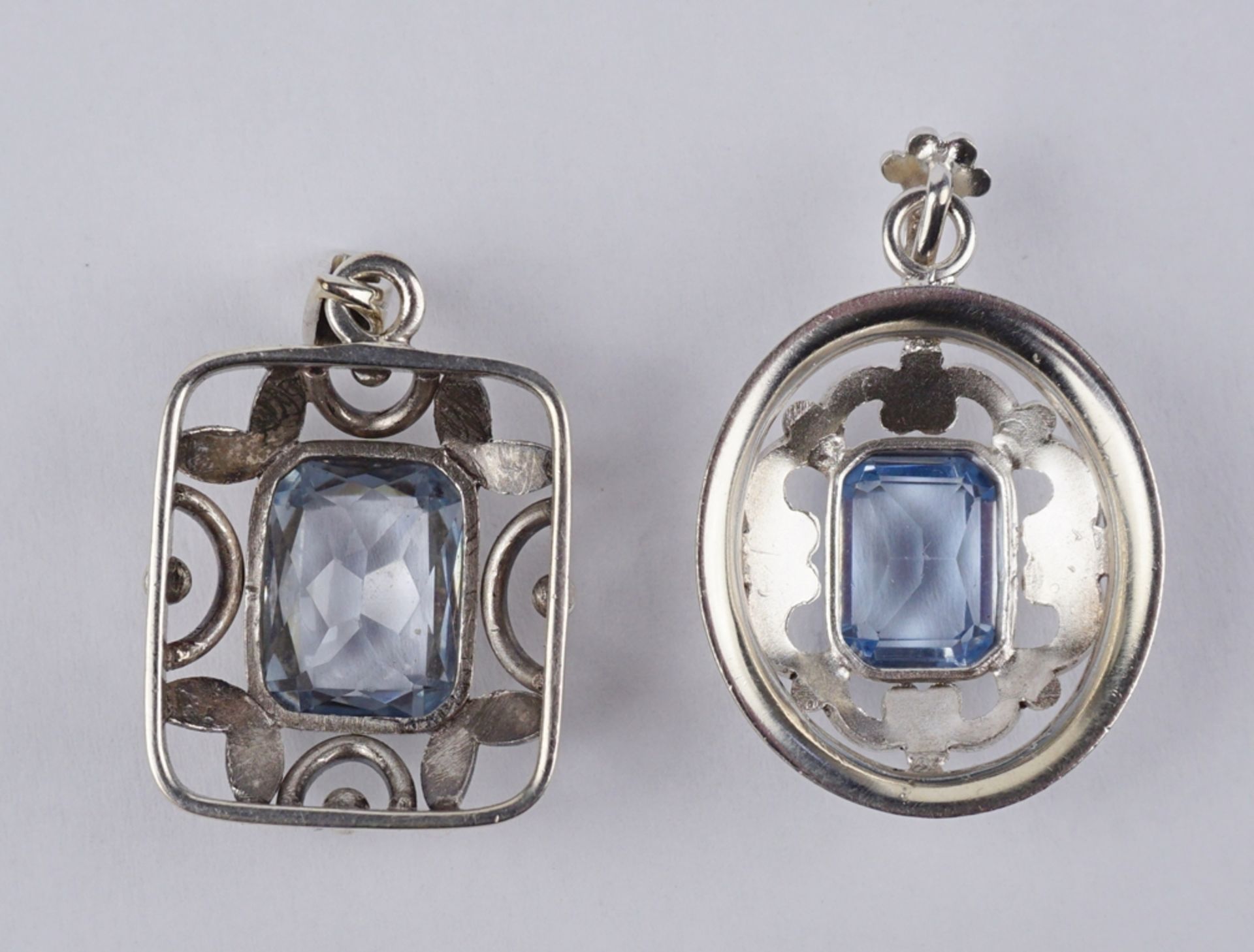 2 Anhänger mit hellblauem Stein, 800er und 835er Silber, Gesamt-Gew.10,18g - Bild 3 aus 3