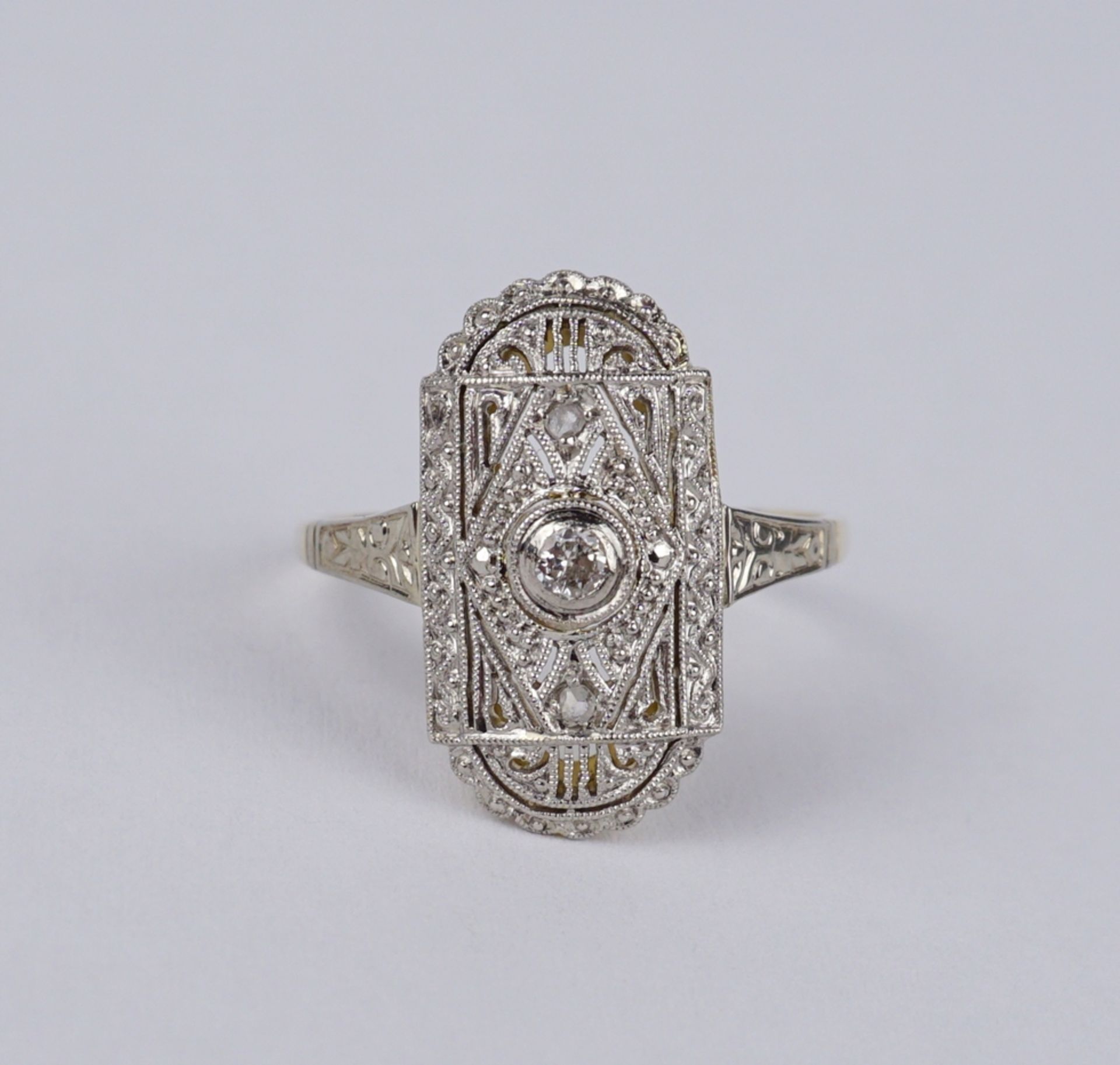 Art-Déco-Diamant-Ring, 585er Weiß- und Gelbgold, Gew.2,59g