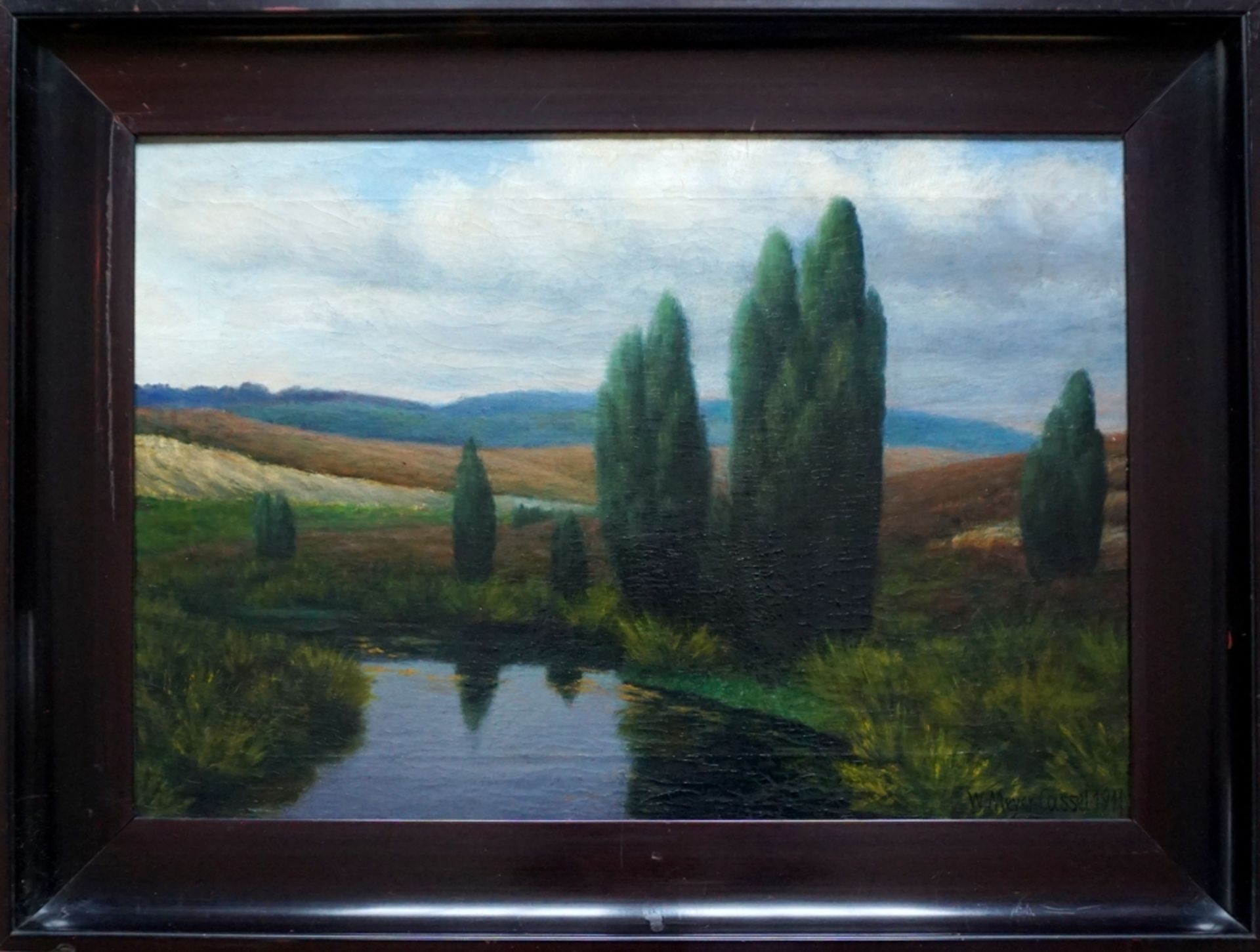 W. Meyer-Cassel, "Landschaft mit Flusslauf", 1911, Öl/Leinwand - Bild 2 aus 4