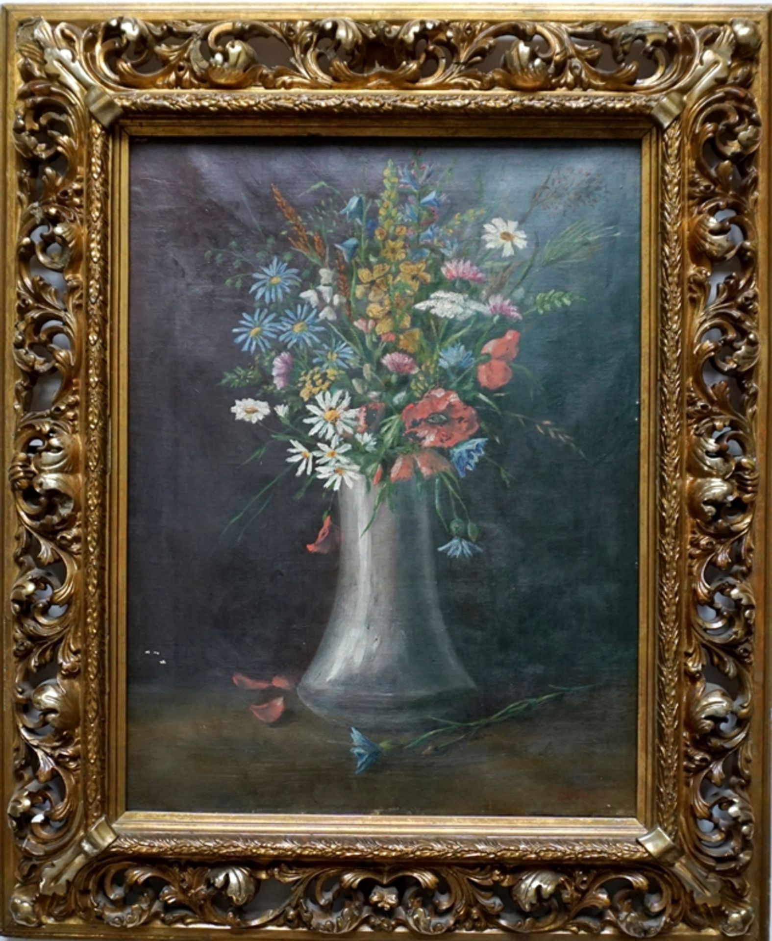 signiert "Dannemann", "Stillleben mit Wiesenblumen", 1920, Öl/Leinwand