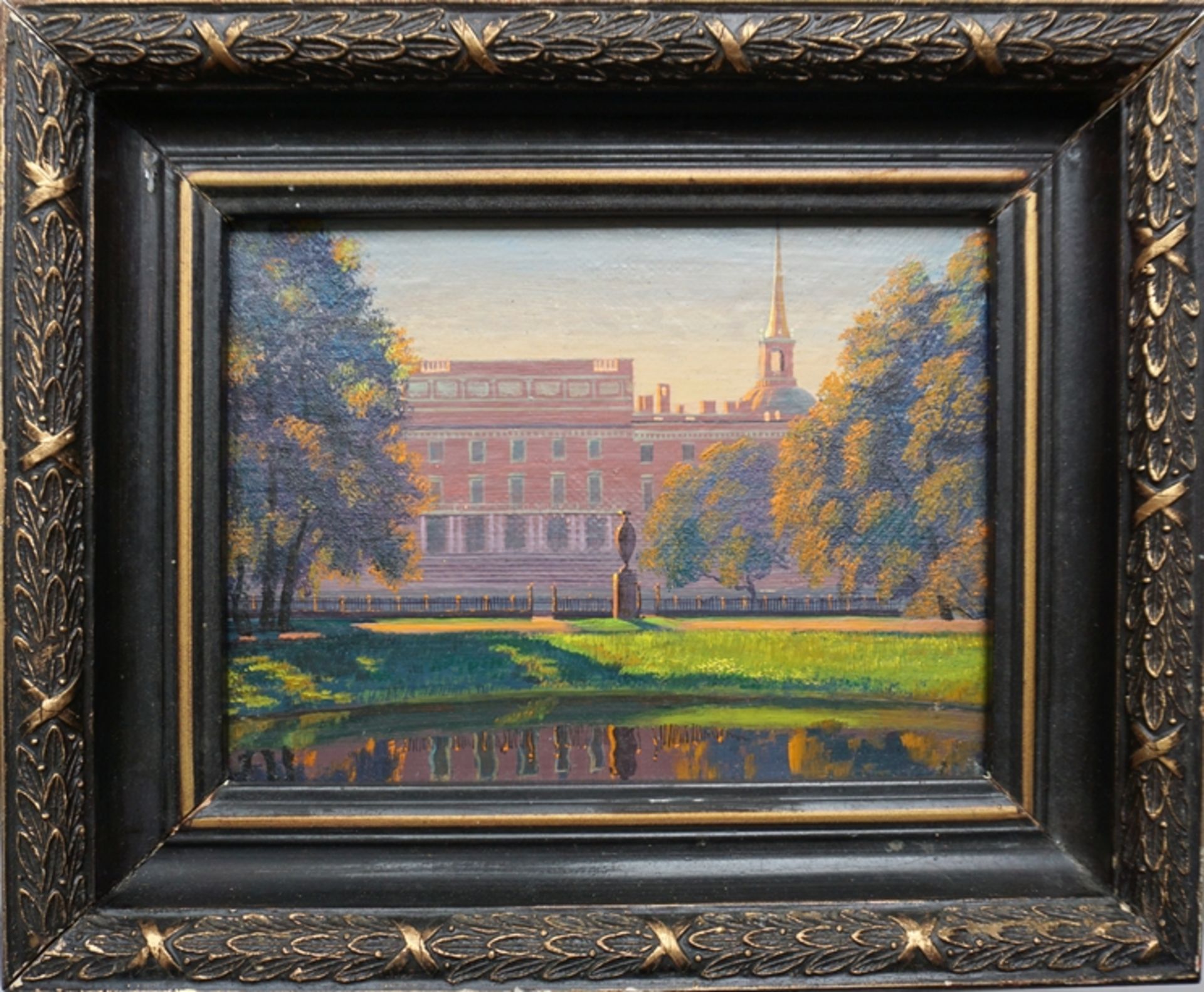 unsigniert, "Nordfassade der Michaelsburg in St. Petersburg", 1. Hälfte 20. Jh., Öl/Leinwand