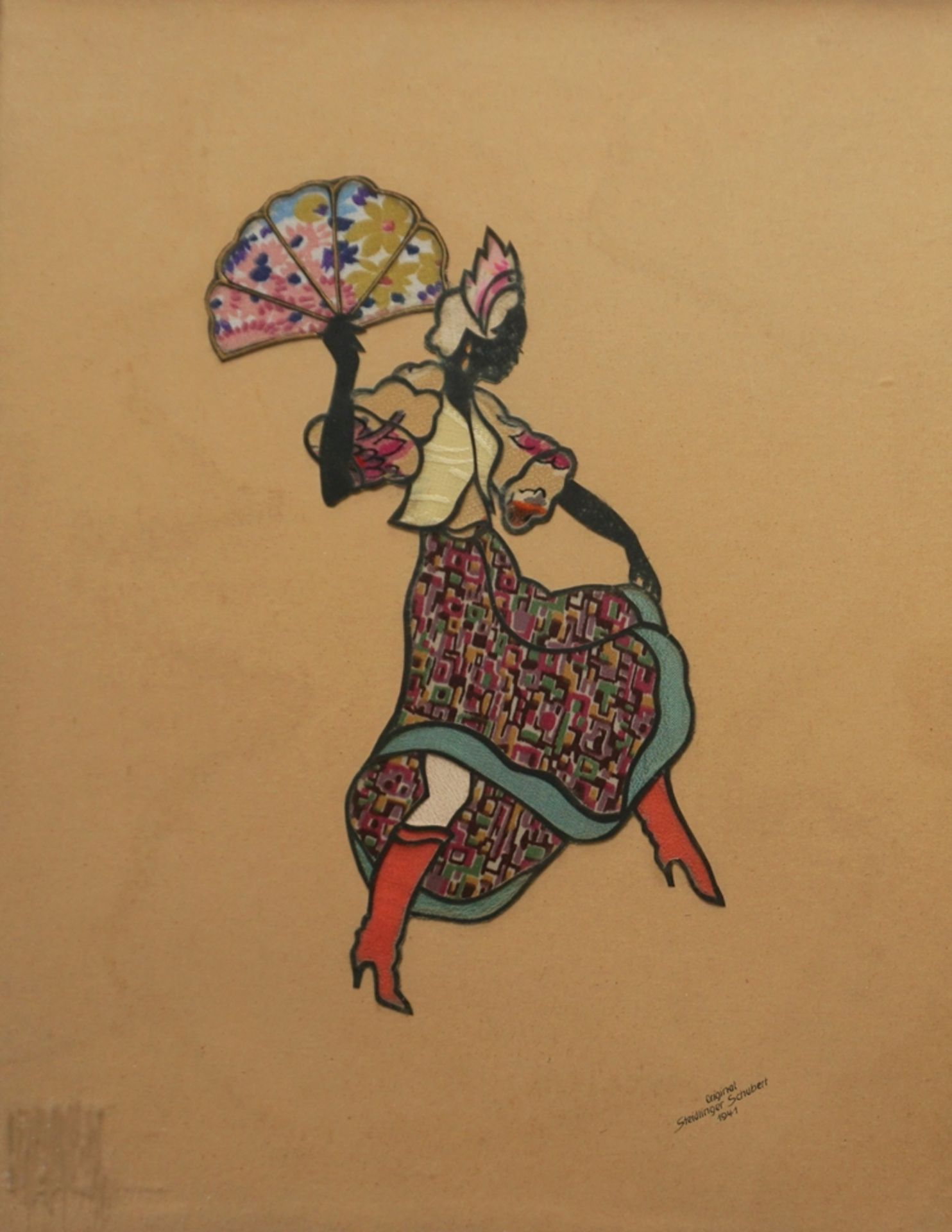 Steidlinger-Schubert, "Flamencotänzerin", 1941, Textilcollage