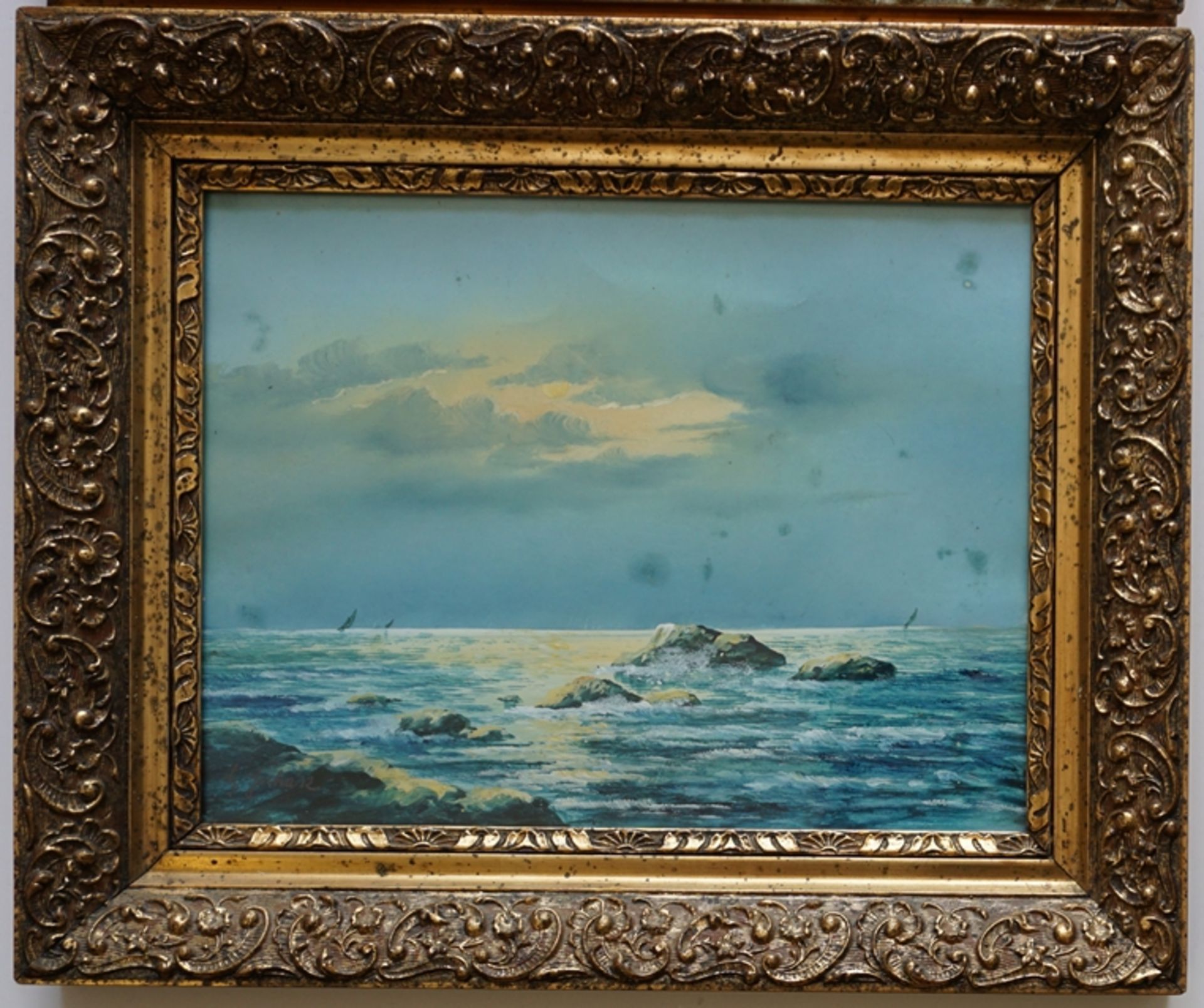 G. Juhász, Paar Gemälde "Meeresbrandung", um 1910/20, Gouache/Papier - Bild 3 aus 8