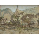 Eilert Lohe (1908, Werdohl - 1973, ebd.), "Flusspartie in Westfalen", um 1940, Pastellkreide