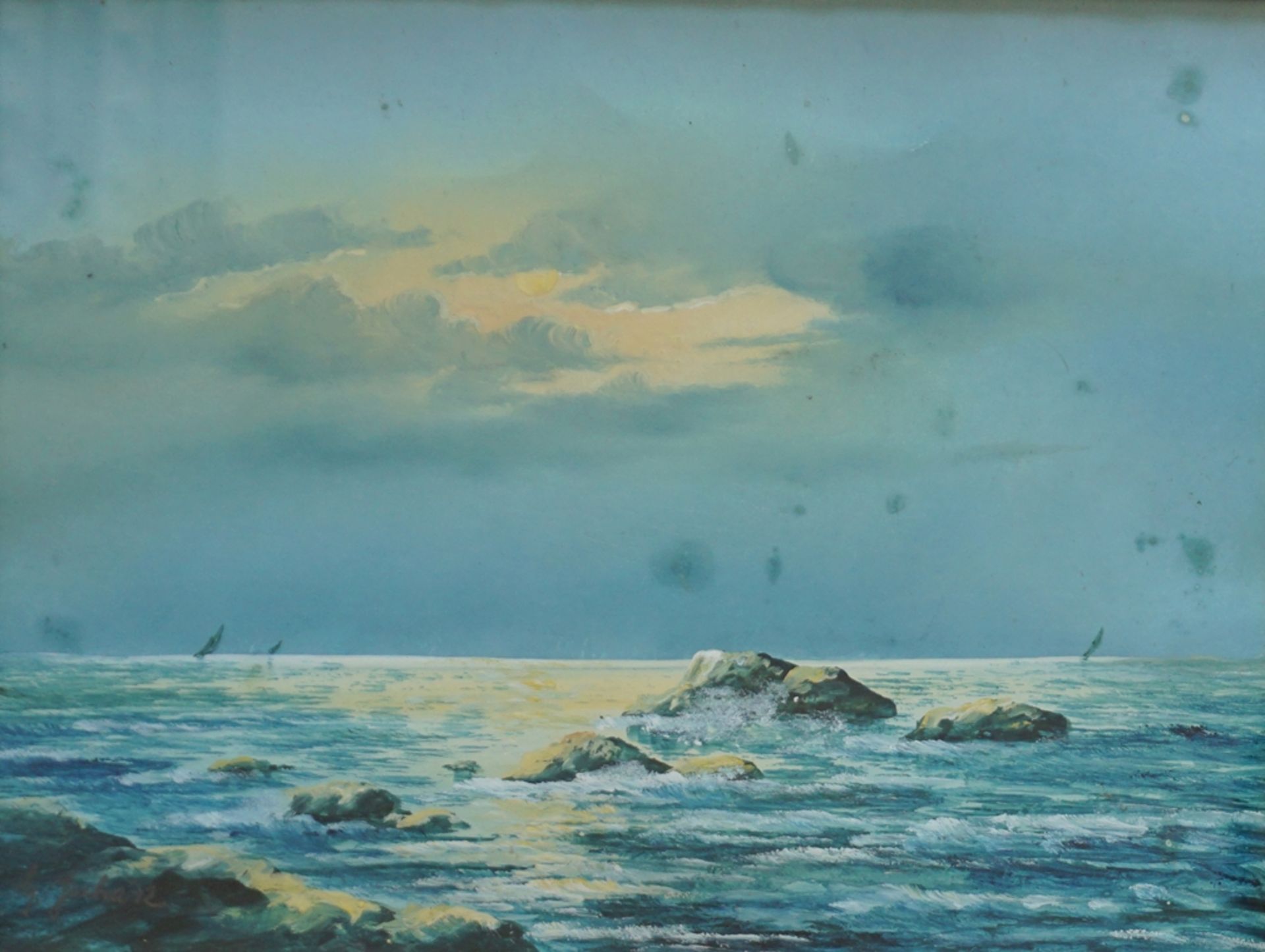 G. Juhász, Paar Gemälde "Meeresbrandung", um 1910/20, Gouache/Papier - Bild 2 aus 8