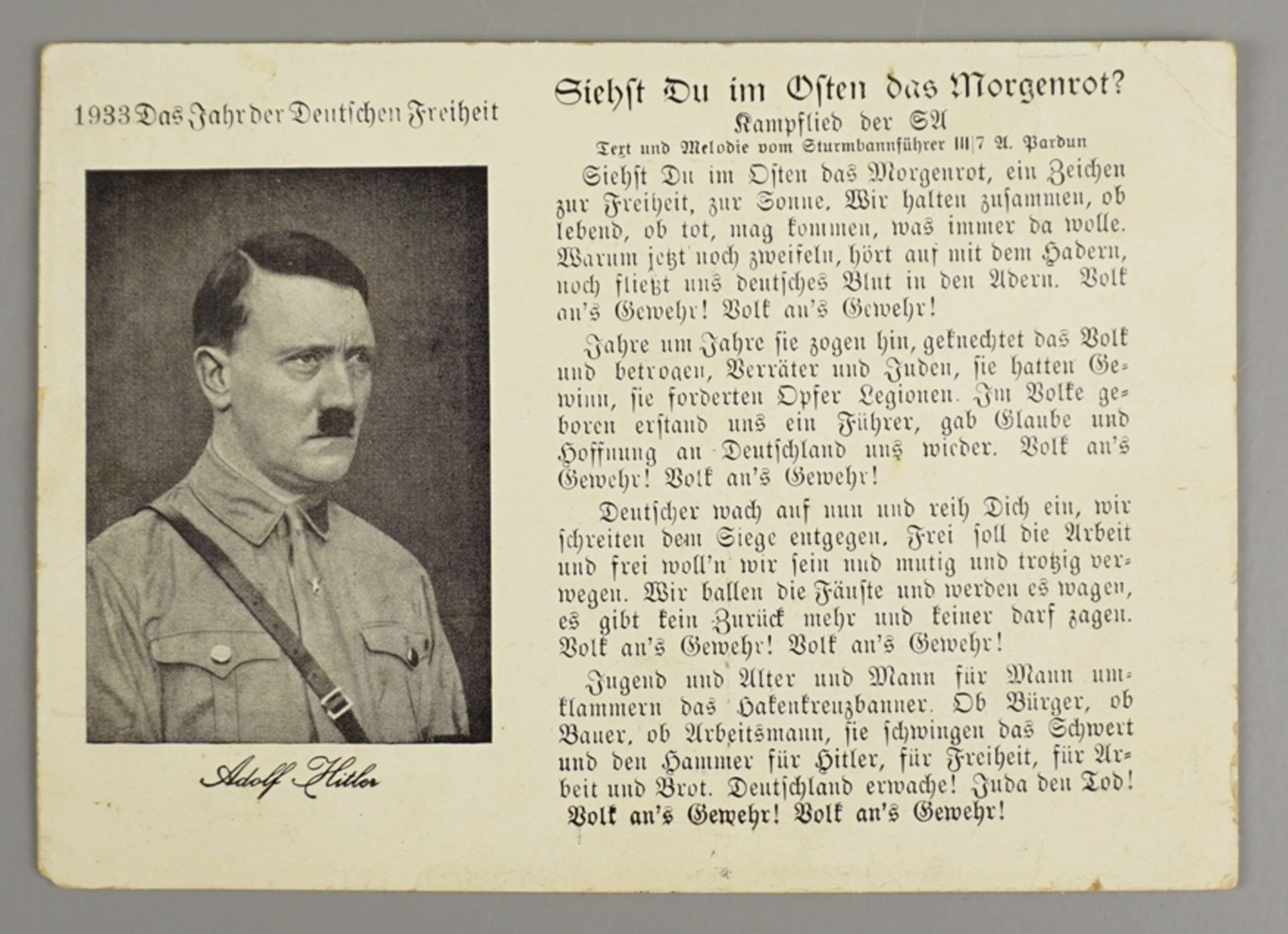 Postkarte 1933 "Das Jahre der Deutschen Freiheit - Adolf Hitler"