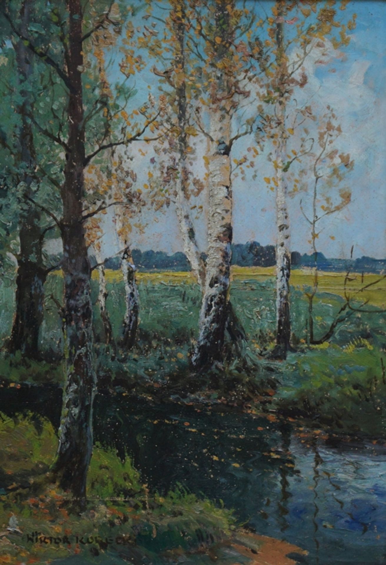 Wiktor Korecki (1890-1980, UKR/POL) "Birken", Öl/Hf.