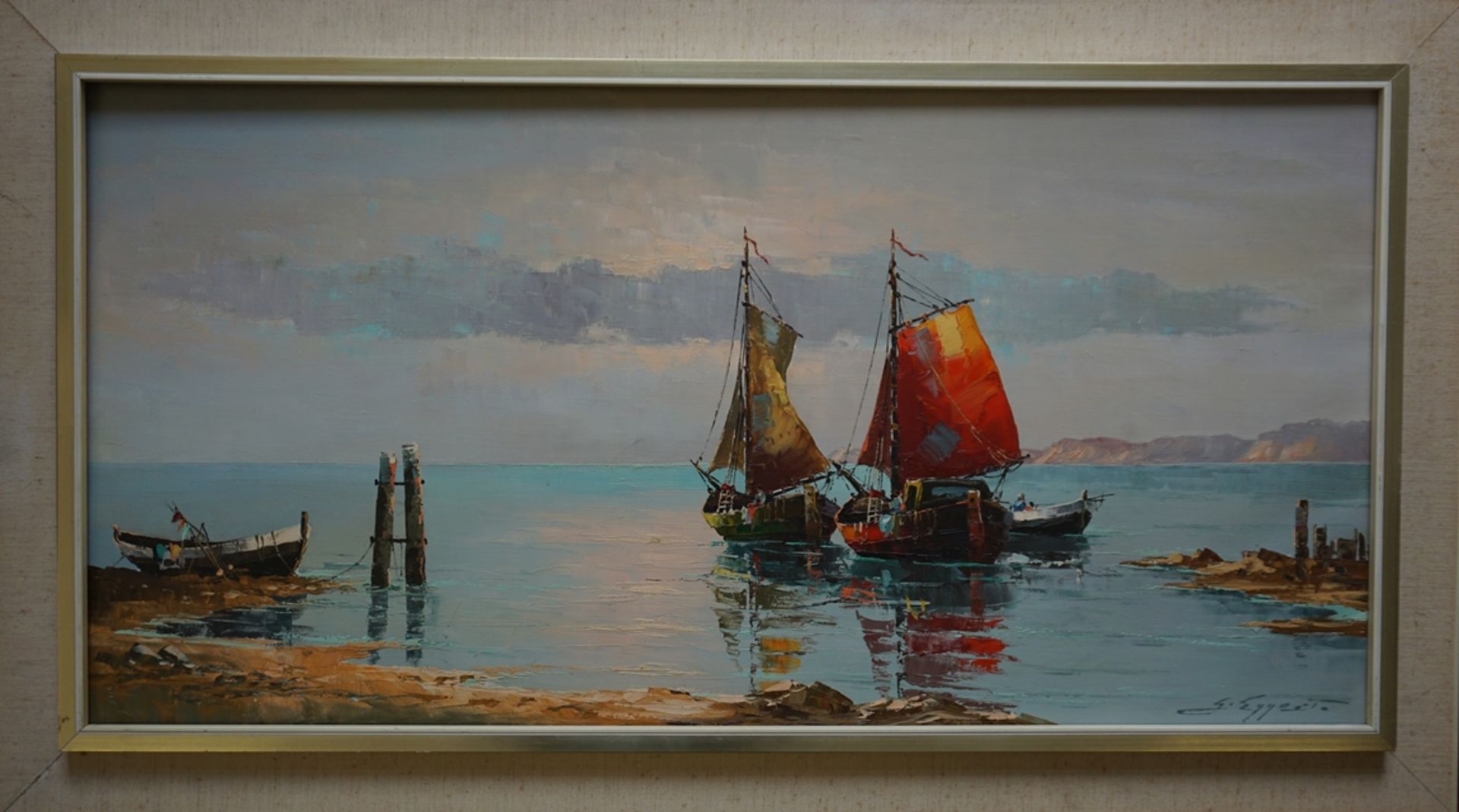 Gerold Eggert (*1924, Barth; Lübecker Maler), "Segelboote", 2. Hälfte 20. Jh., Öl/Lwd. - Bild 2 aus 4