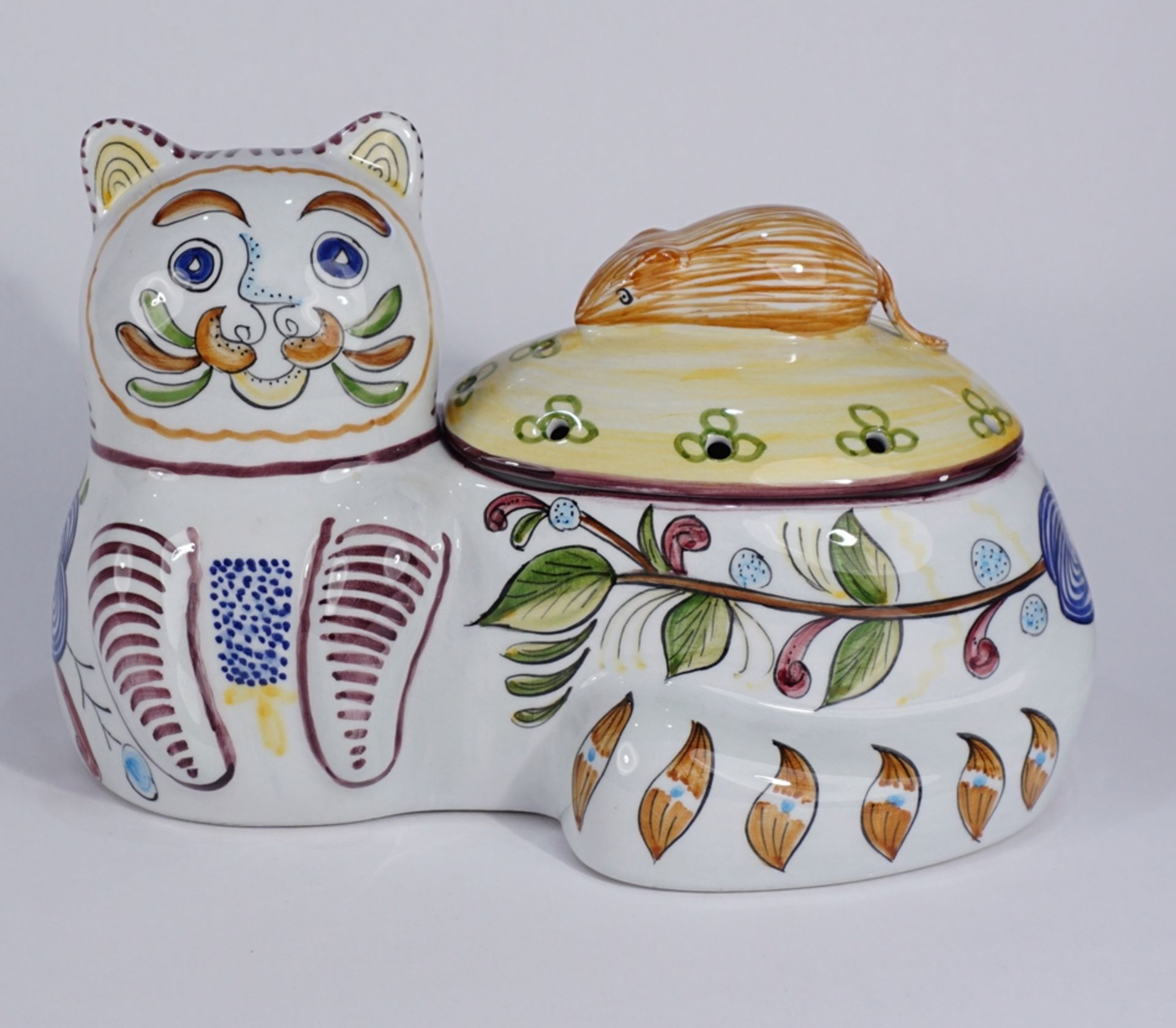 Katze, Thyssen, Dänemark und liegende Katze, Handarbeit, Keramik
