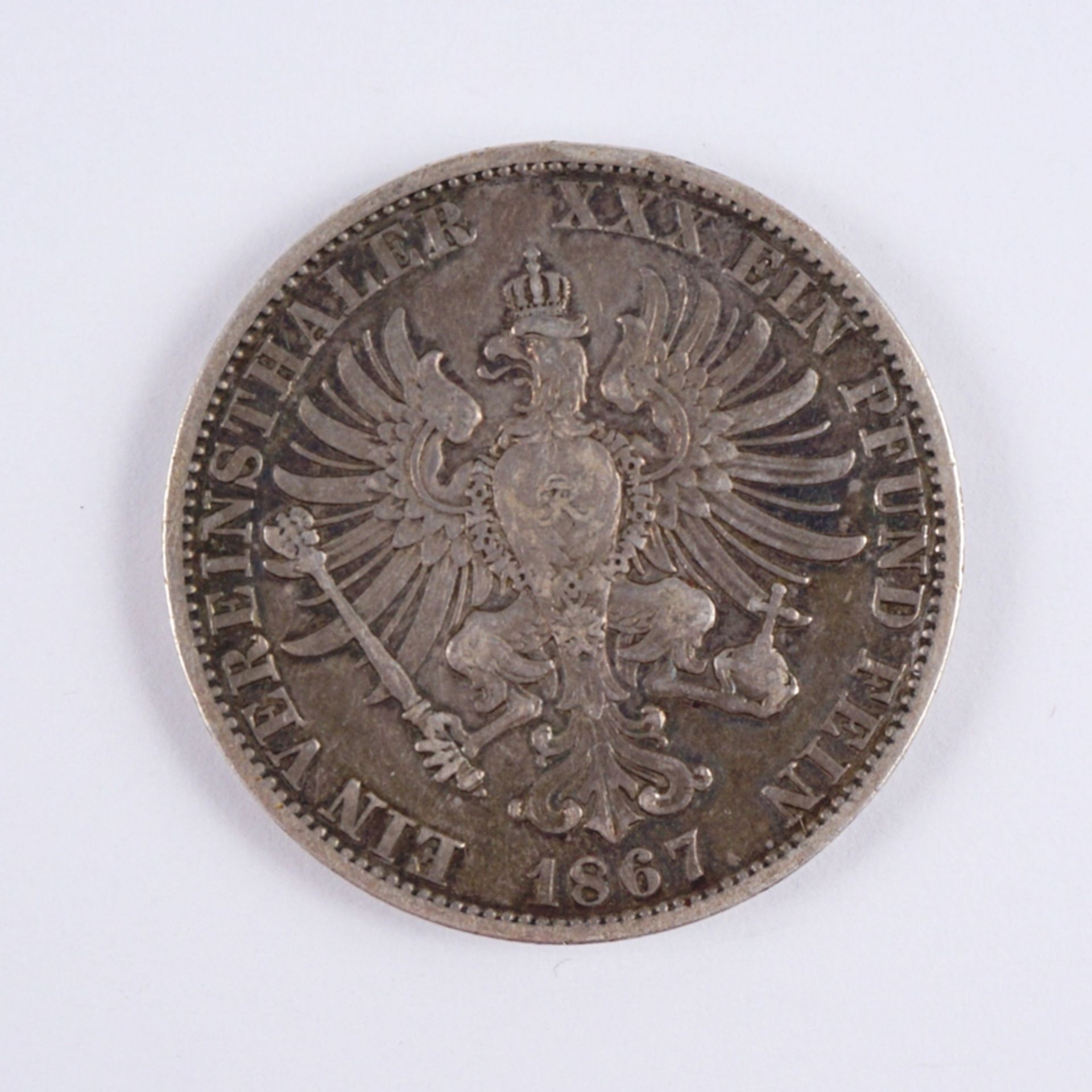 1 Vereinstaler, Wilhelm I, Preussen, 1867, Silber, Gew.18,41g, ss - Image 2 of 2