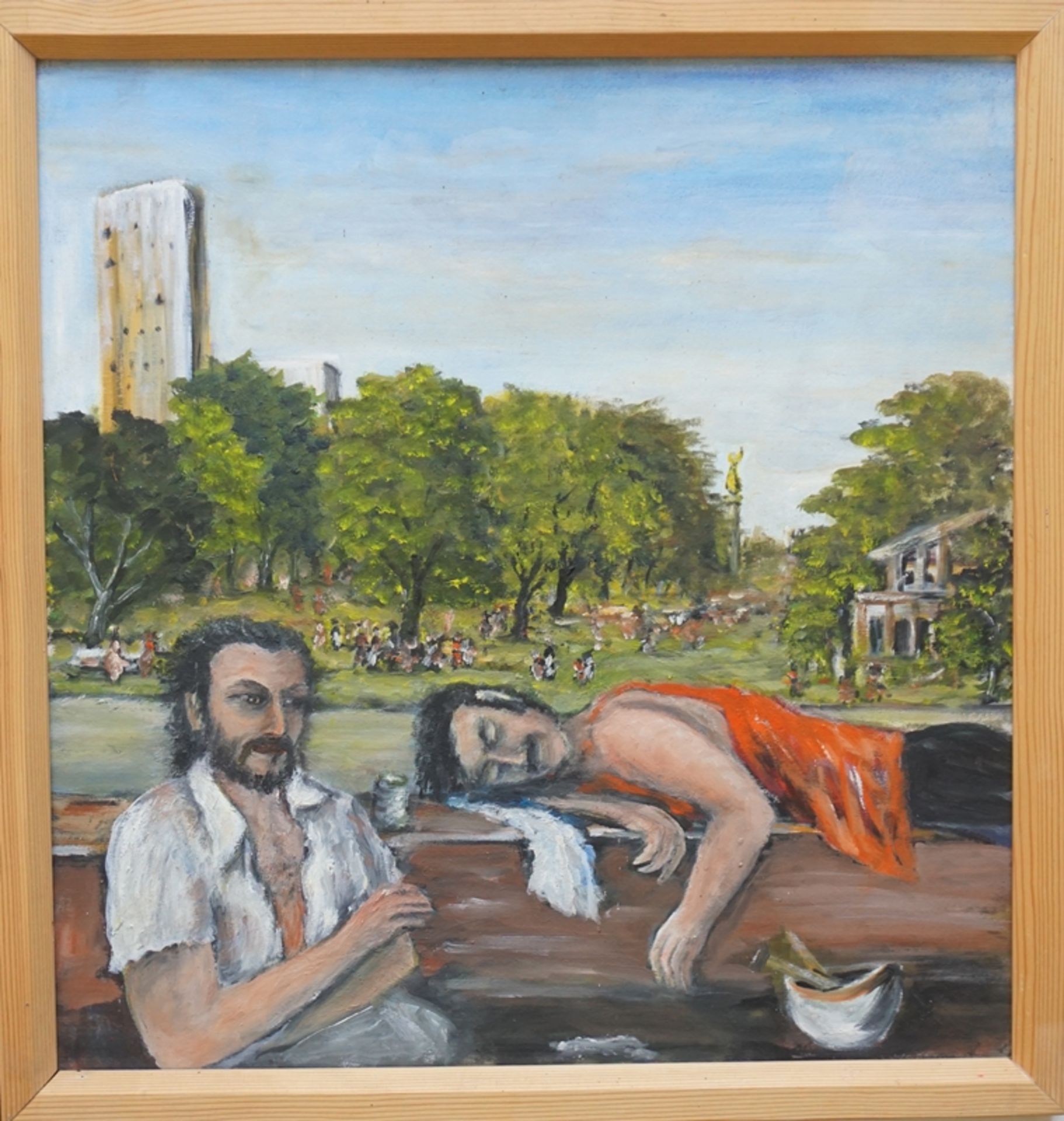 Gerd Lompa, 2 Gemälde "Berliner Szene", 1997, Öl/Hf.  - Bild 2 aus 3