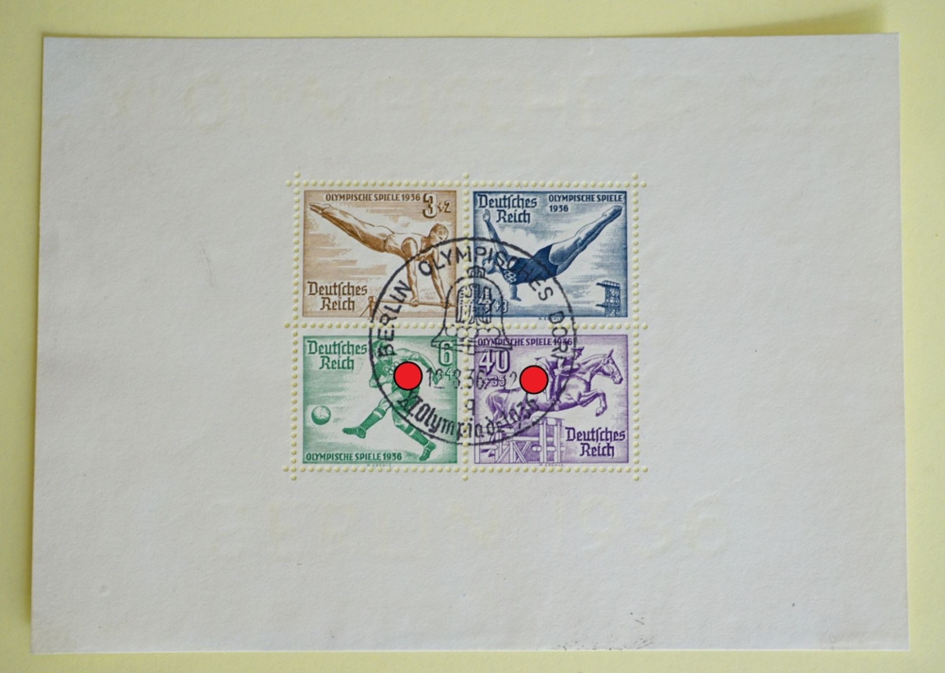 1.Blockausgabe Olympische Sommer-Spiele Berlin 1936, ungeprüft - Bild 2 aus 5
