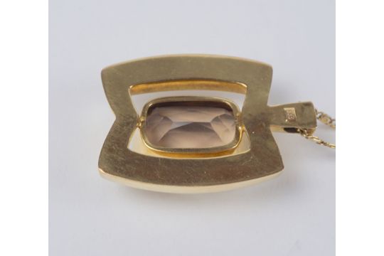 Anhänger mit Rauchquarz an Kette, 333er Gold, Gew.9,67g - Image 3 of 3