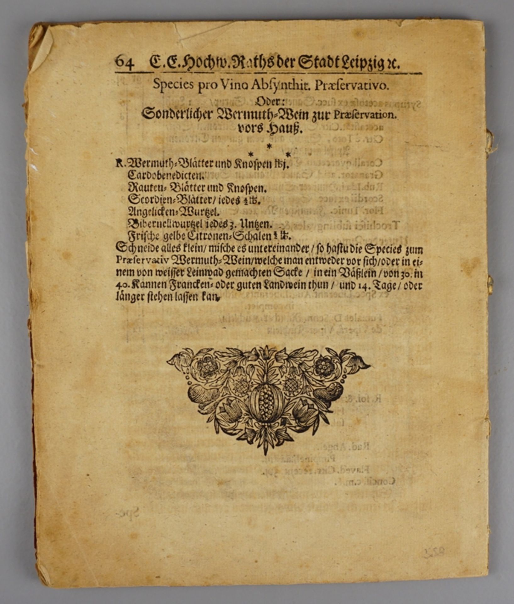"E(ines) E(rbarn) hochweisen Raths der Stadt Leipzig - Verneuerte und verbesserte Ordnung", 1680 - Bild 2 aus 2