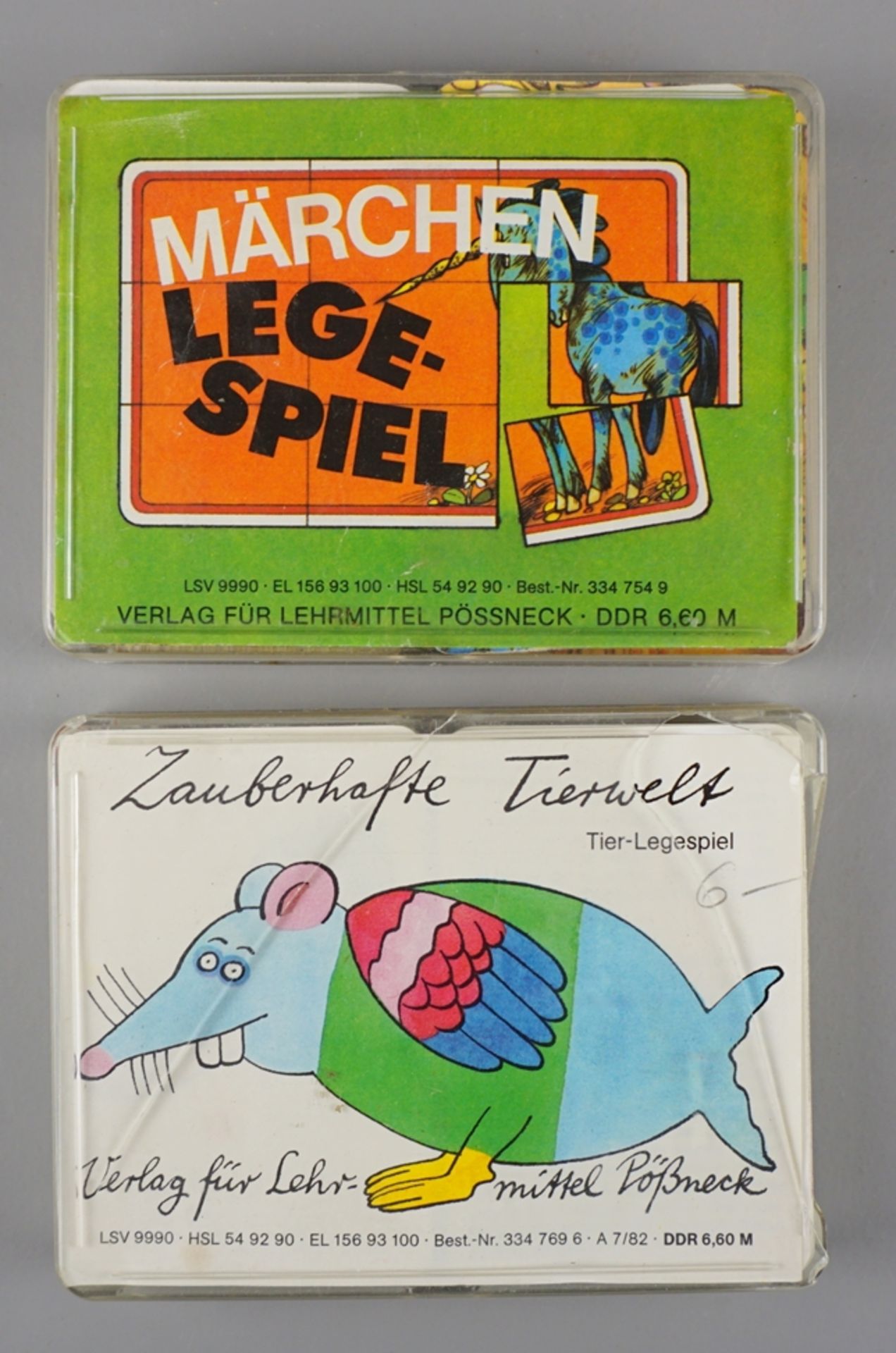 2 Karten-Legespiele, Verlag für Lehrmittel, Pößneck, DDR