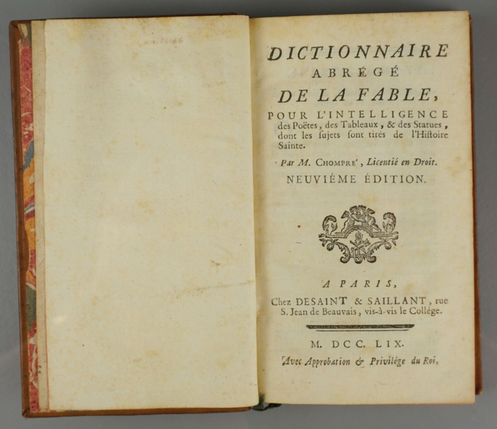 M. Chompre, "Dictionnaire abrégé de la fable", 1759