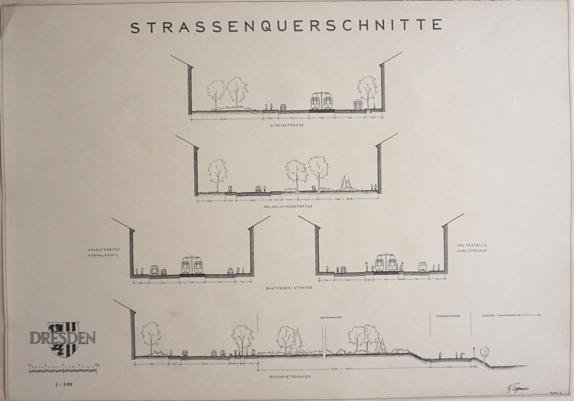 Mappe "Wiederaufbauvorschlag Dresden- Neustadt", Diplomarbeit, H*B 84*59cm, wohl um 1950 - Bild 8 aus 8