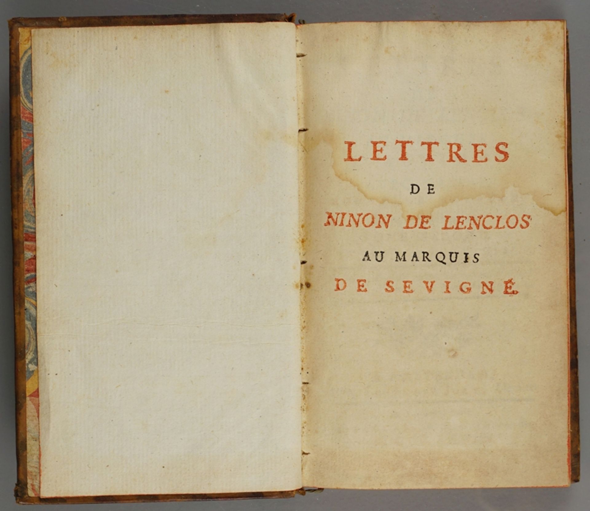 "Lettres de Ninon de Lenclos au marquis de Sévigné", 1768, 2 Bde. - Bild 2 aus 4