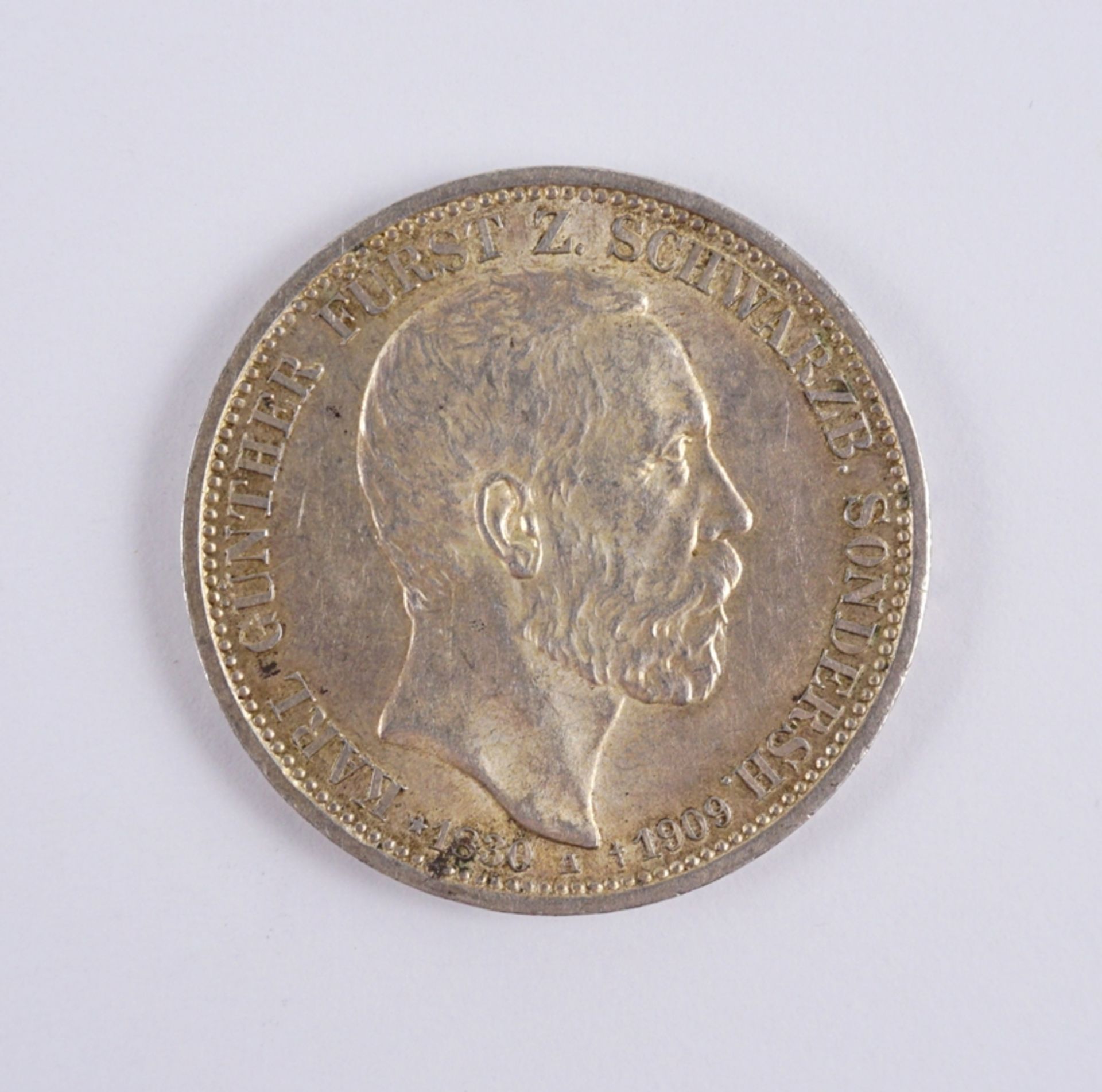 3 M 1909, Schwarzburg-Sondershausen, 900er Silber, Gew.16,74g, ss