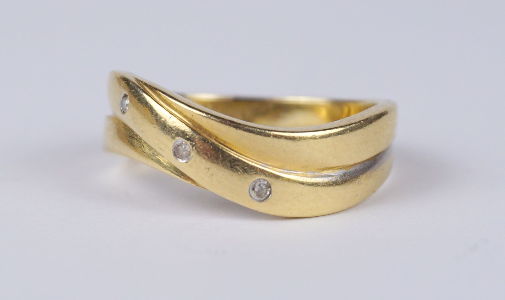 Ring mit 3 kleinen Brillanten, 585er Gold, Gew.3,14g