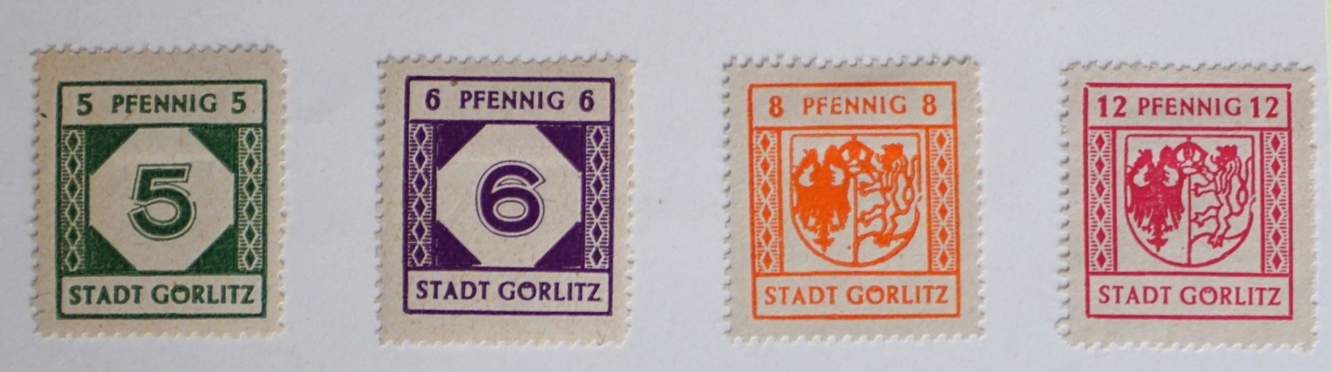 Dt.Lokalausgabe: Görlitz, Freimarke, 5, 6, 8, 12 Pf, 12.07.1945 und 8 + 12 Pf, ungeprüft