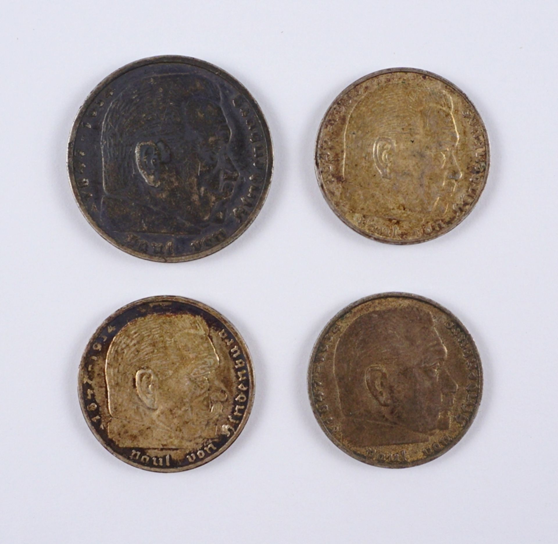 3x 2 RM 1938 und 1939 und 1x 5 RM 1935, Silber, Dt.Reich, ss