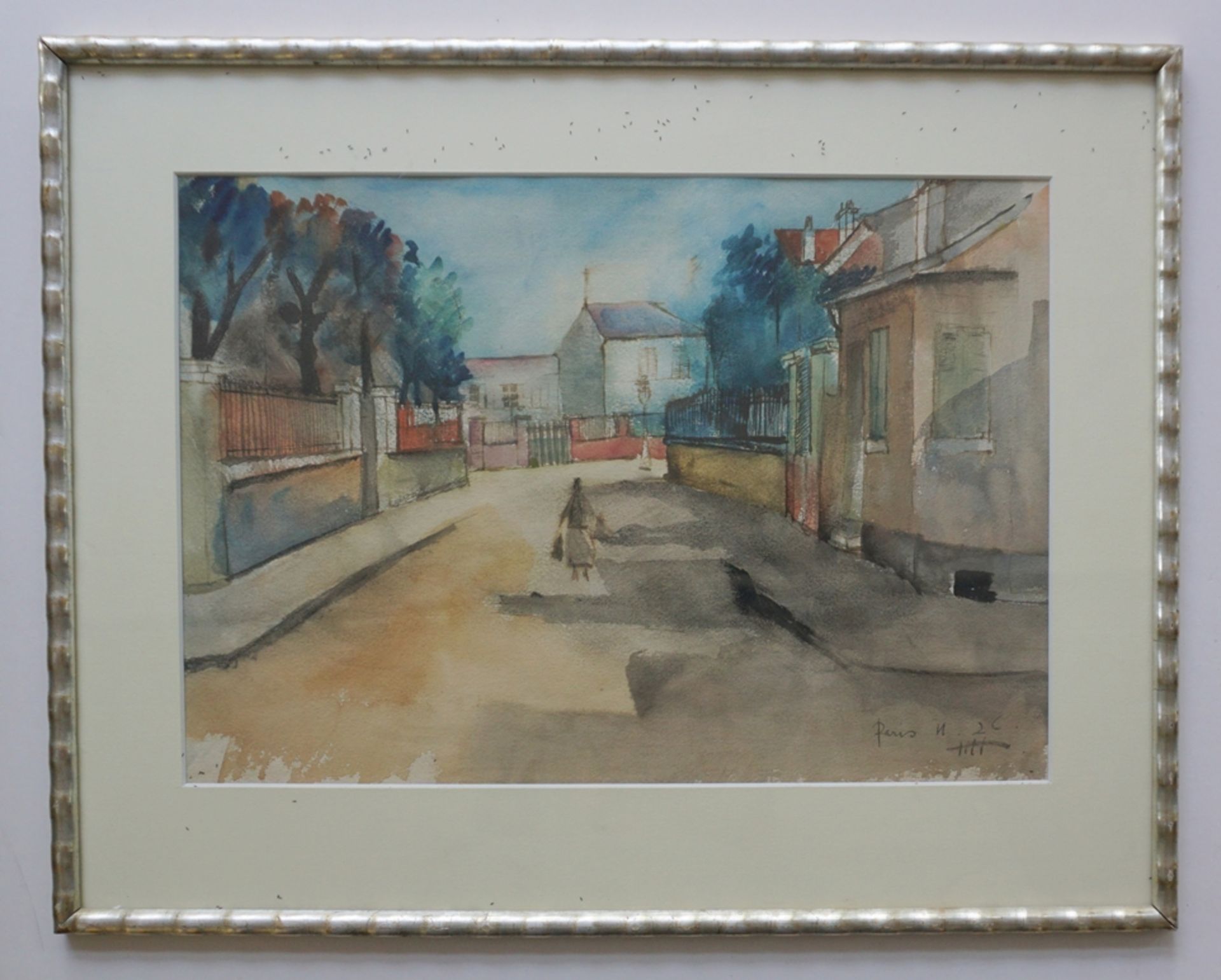 Monogrammist H.H., "Französische Straßenszene", 1926, Aquarell/Papier - Bild 2 aus 3