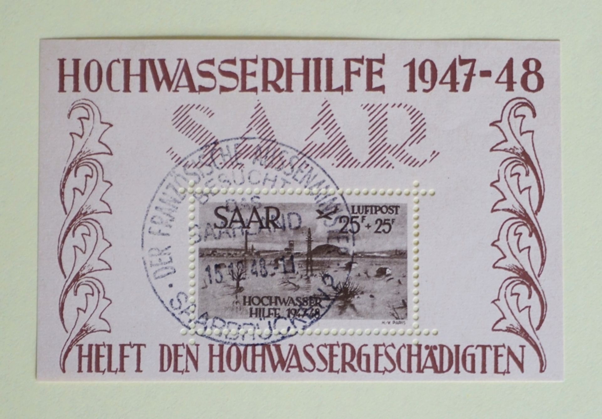 1 Block 1947-1948, Hochwasserhilfe Saar und 1 Block 1948, Flugpost, ungeprüft - Image 4 of 5