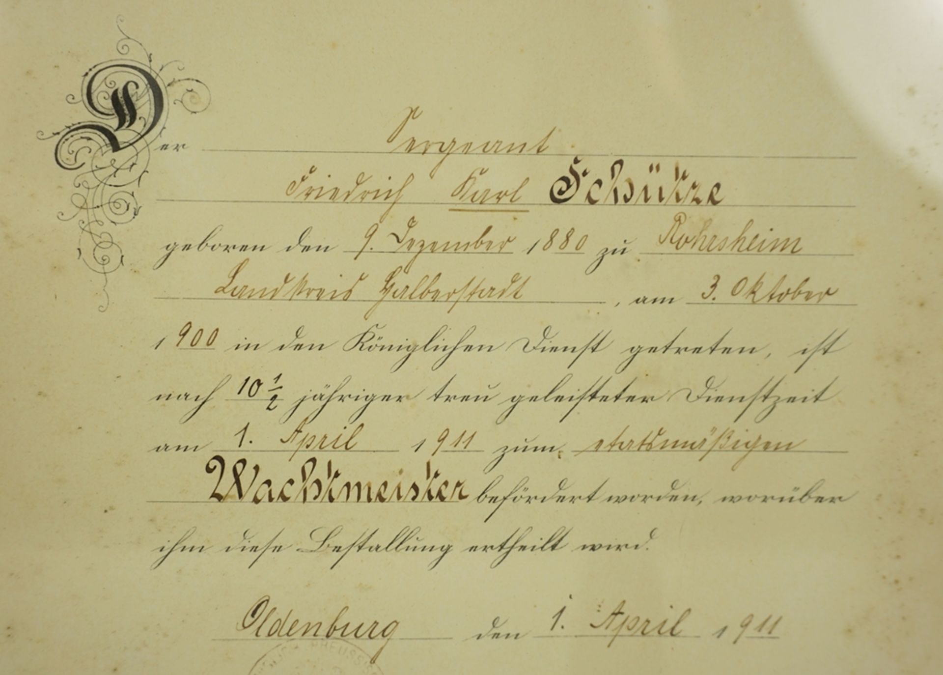 Bestallungsurkunde, Ostfriesisches Feldartillerie Regiment No.62 - Image 3 of 3