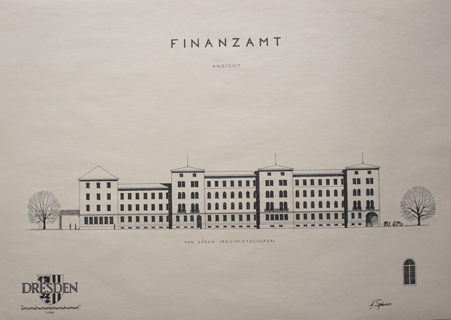 Mappe "Wiederaufbauvorschlag Dresden- Neustadt", Diplomarbeit, H*B 84*59cm, wohl um 1950 - Bild 7 aus 8