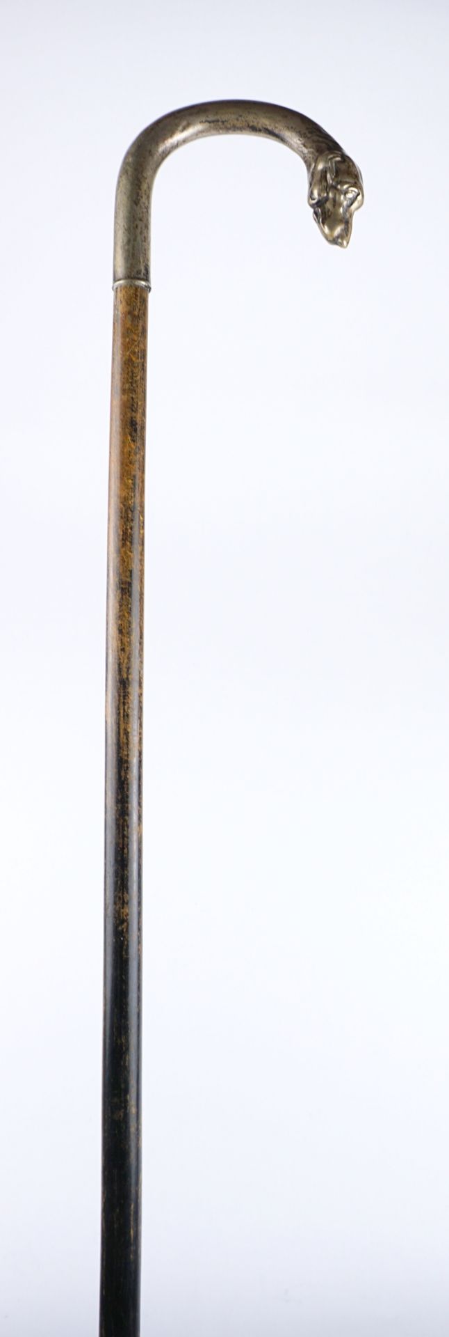 Figürlicher Gehstock in Form eines Hundekopfs, Alpacca-Silber, Anf. 20.Jh. - Bild 3 aus 3
