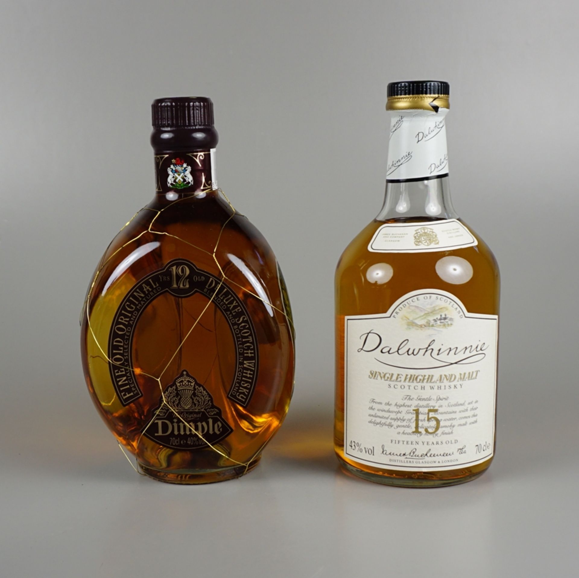 2x Whisky: The Original Dimple, 12 Jahre alt und Dalwhinnie, 15 Jahre alt