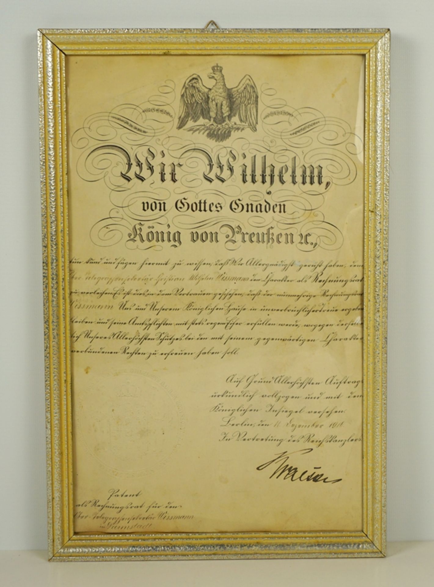 Preussen, Patent- Urkunde, Berlin, den 11. Dezember 1916